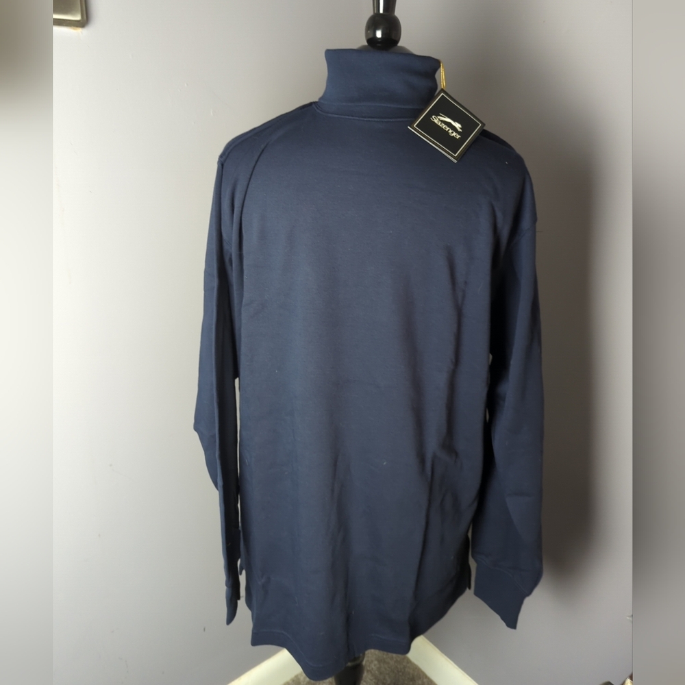 Slazenger Sweater Mens L Navy Mock Neck Long Sleeve Sweatshirt Golf